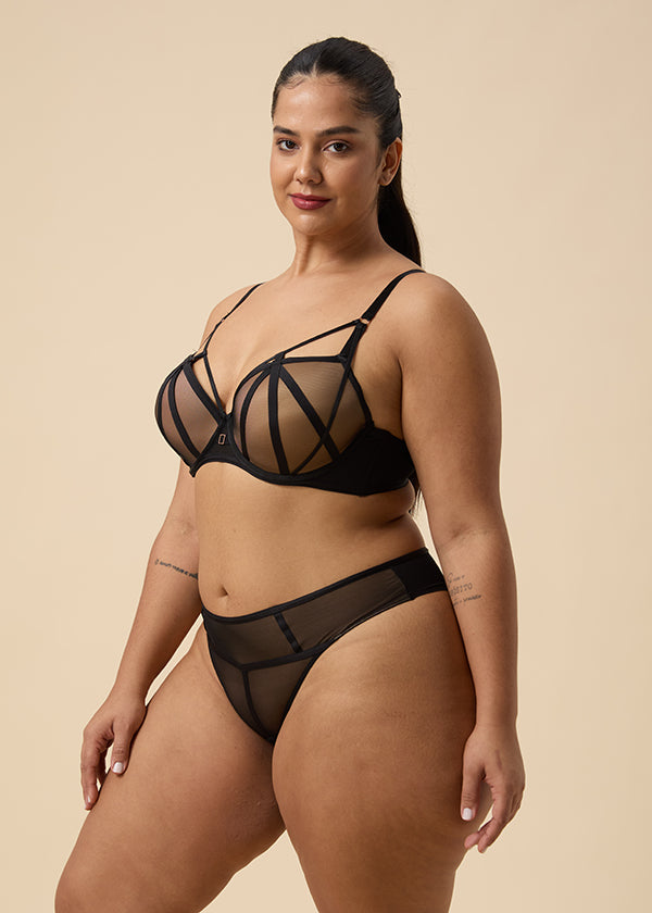 ANN Black High-Waisted Mesh Hipster Panties-imgsize-XL