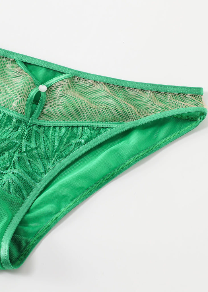 KALINA Plus Green Lace Briefs with Keyhole Detail