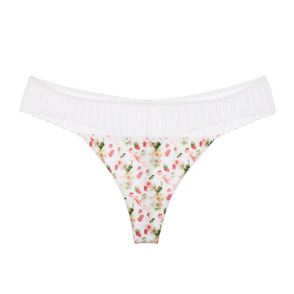 MELANIE Floral Printed Lace Thong Panties