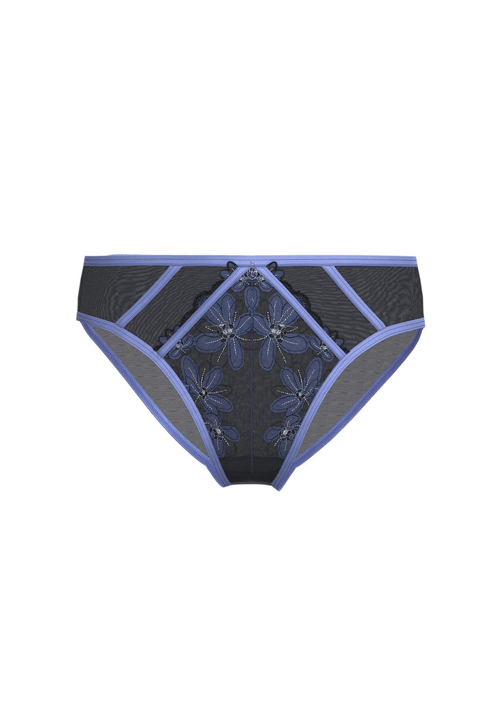 RILEY Plus Sexy Navy Blue Floral Embroidery Lace Brief Panties