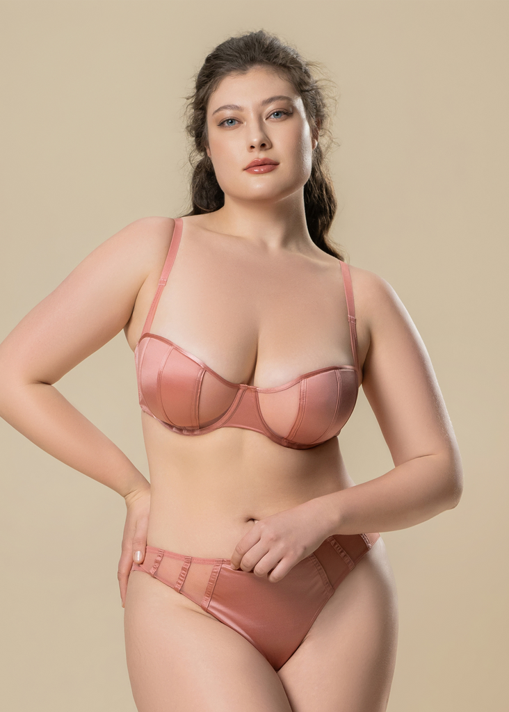 AVA Plus Sexy Pink Underwired Demi Balconette Bra
