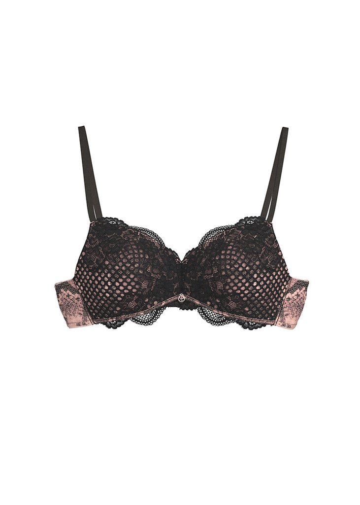 CHIARA Plus Seductive Lace Wireless Plunge Bra With Snake Print