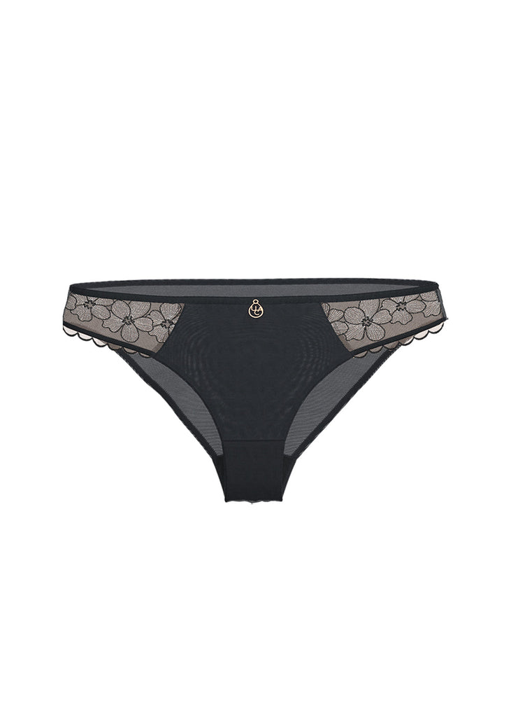 CLARIBEL Sexy Black Embroidery Lace Brief Panties