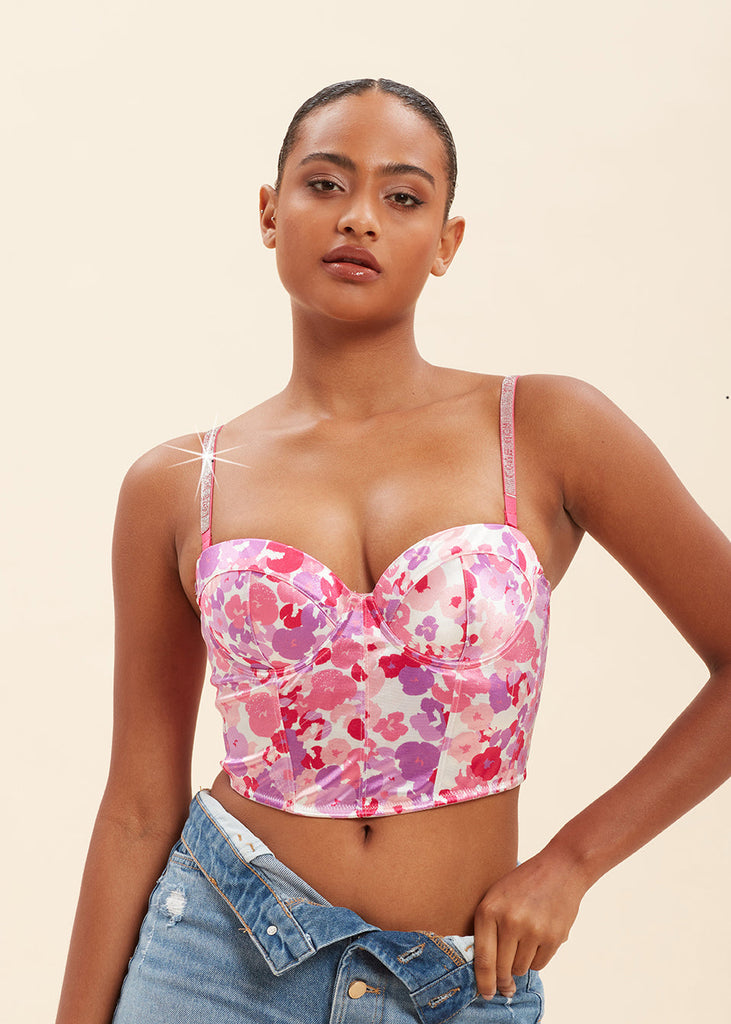 PANDORA Sexy Printed Corset Long Bra-imgcolor-Pink