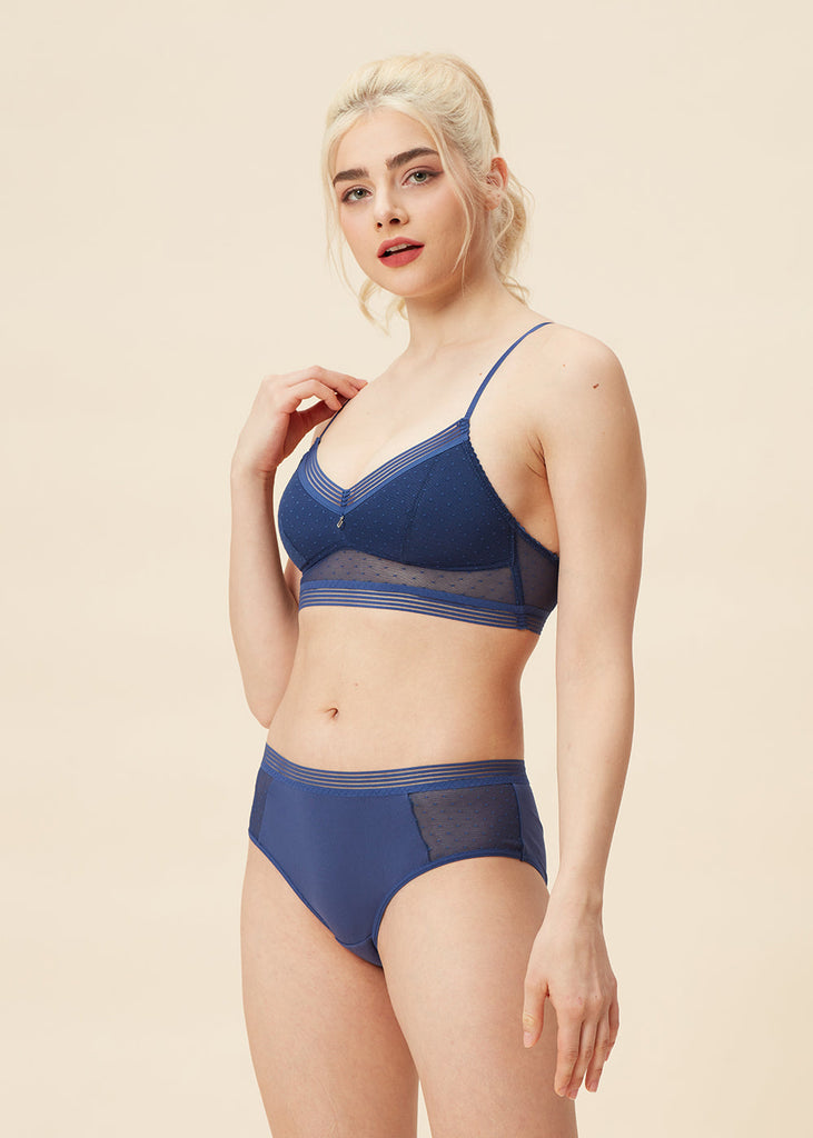 REESE Dotted Mesh Casual Boyshort Lingerie-imgcolor-Blue