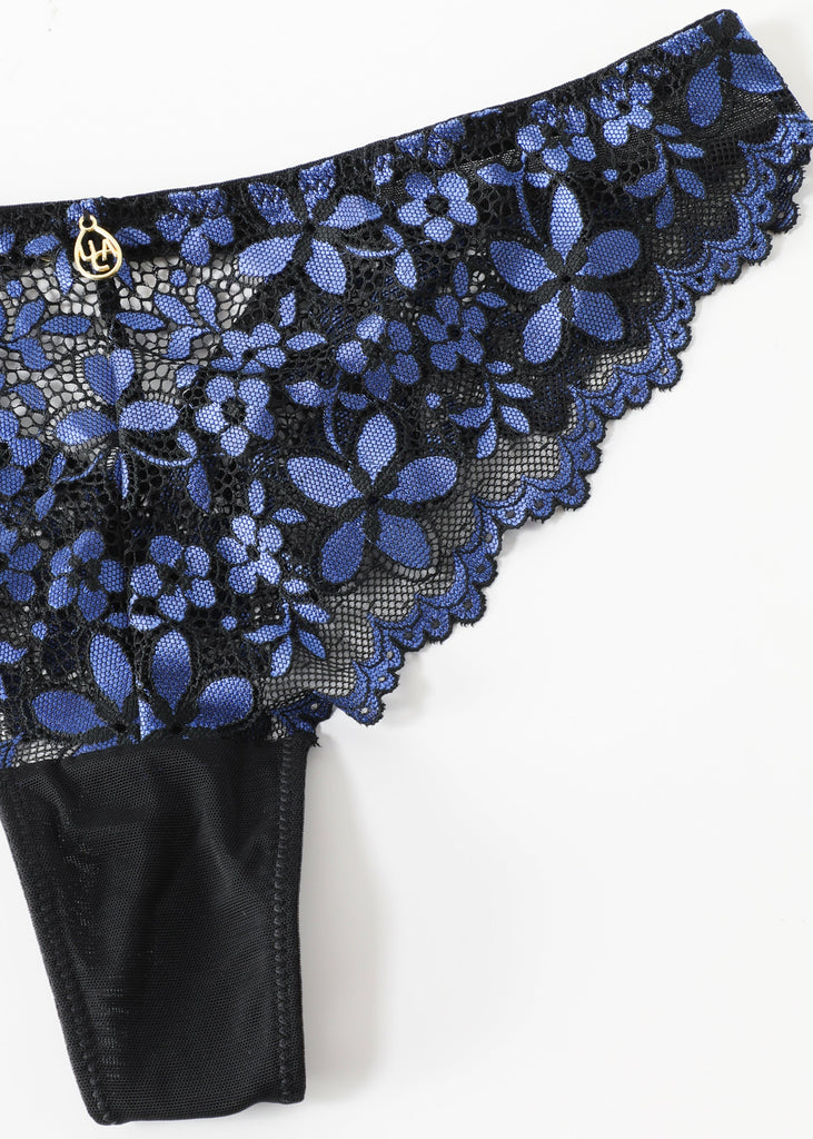 ROSALIE Plus Seductive Black Blue Lace Tanga Panties