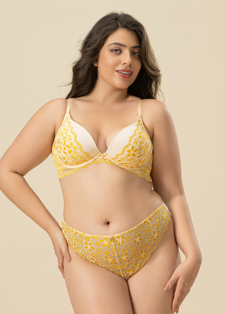 ROSALIE Plus Seductive Ginger Yellow Lace Tanga Panties