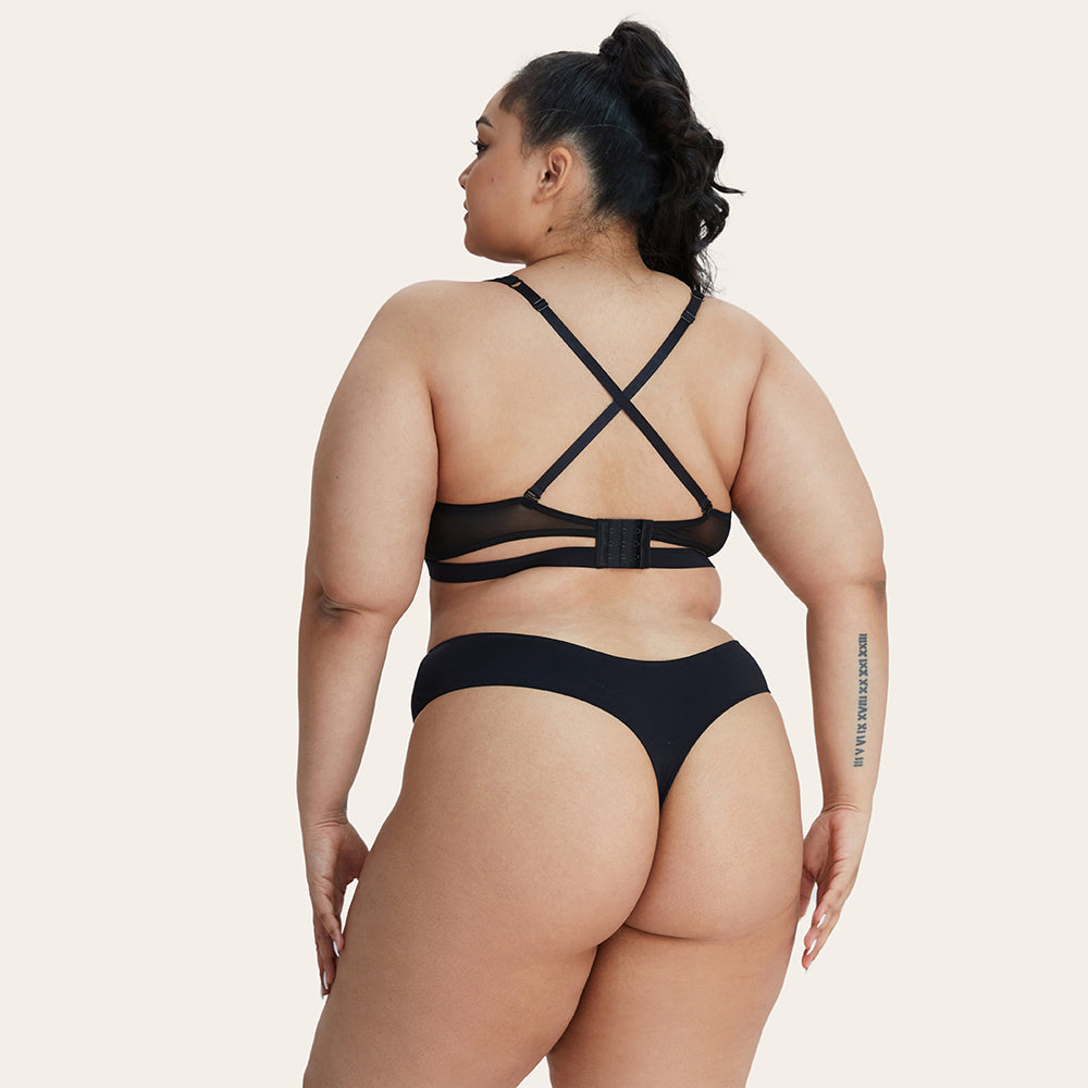 YOLANDA Superfine Fabric Mesh Rose Thong Panties-imgsize-XXL